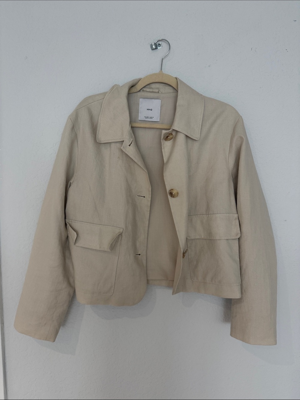 Mango Cream Cropped Button Jacket - Picture 9 of 10